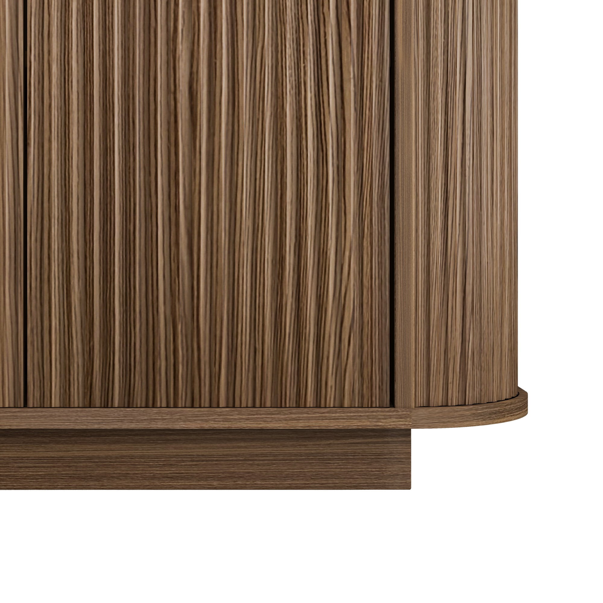 BSHTI 63" MDF Buffet Cabinet with Wavy Door Design, Adjustable Shelves, Sideboard Storage for Kitchen Living Room Dining（Brown）