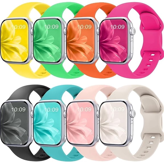 xixishop Bands Compatible with Apple Watch Band 38mm 40mm 41mm 42mm 44mm 45mm 49mm for Women Men,Silicone iWatch bands Replacement Strap Wristbands for iWatch Series 9 8 7 6 5 4 3 2 1 SE Ultra.