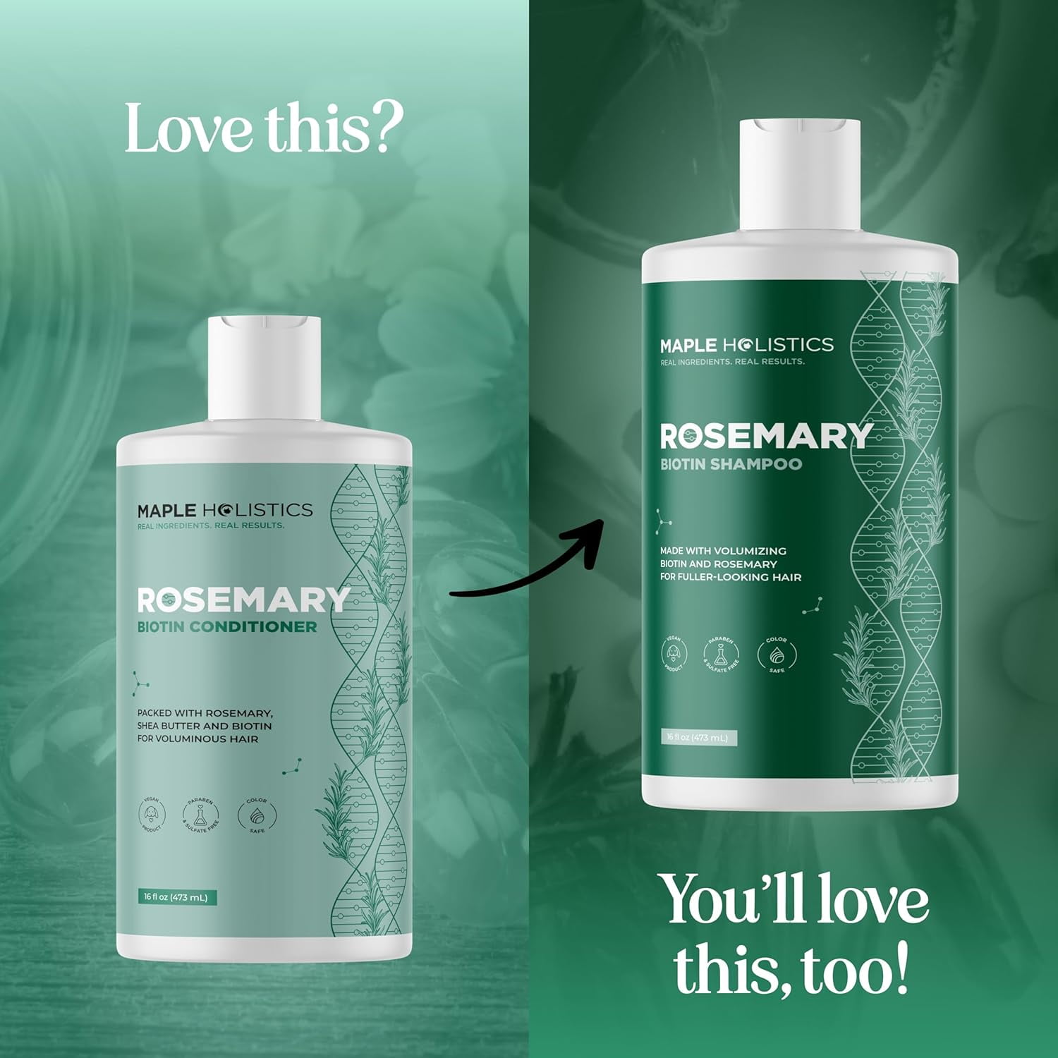 Biotin Rosemary Conditioner for Hair Growth - Vegan Sulfate Free Rosemary Biotin Conditioner for Hair Growth with Moisturizing & Volumizing Rosemary Essential Oil for Fine Weak & Dull Hair (16 Fl Oz)