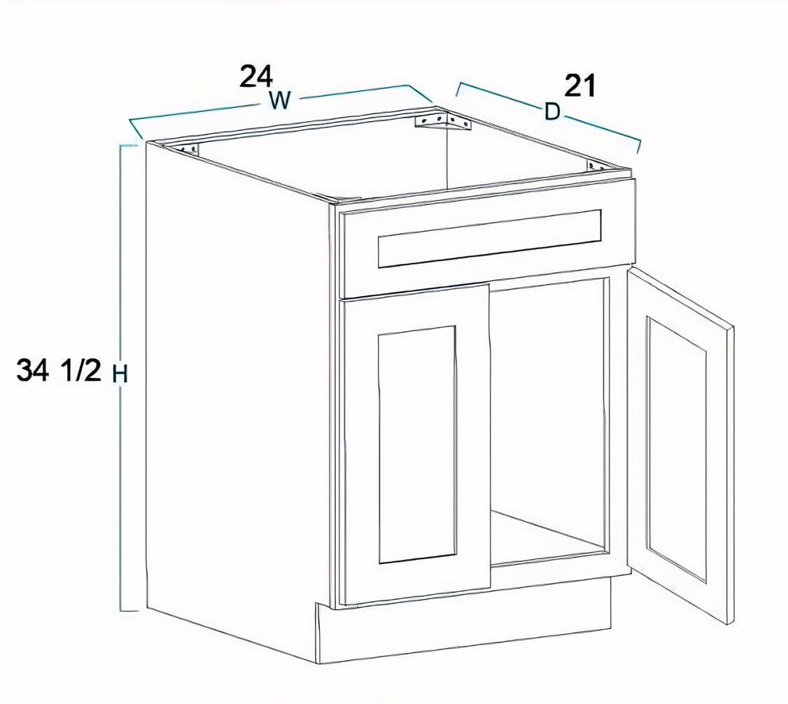 White Shaker Sink Base Bathroom Vanity Ready-to-Assemble Cabinet 24" Width