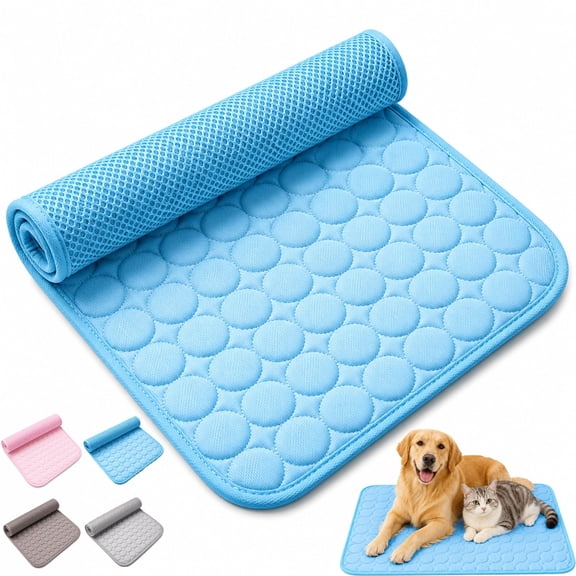 Ice Silk Cooling Mat for Dogs, Washable Pet Cooling Pad with Slip-Resistant Backing, Foldable Summer Dog Mat for Cats, Sofa, Car Seat, Crate, Outdoor and Pet Bed