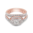 thumbnail image 3 of AFFY 1.10CT Princess & Round Moissanite Halo Engagement Bridal Ring Set 14K Rose Gold over Silver-9, 3 of 8