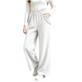 thumbnail image 2 of Women High Waist Paper Bag Waist Corduroy Wide Leg Trousers Elegant Ruffle Trim Straight-Leg Pants Vertical Rib Casual Pants Fall Outfits, 2 of 9