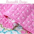 thumbnail image 4 of Cozy Line Mariah Pink Blue Floral Microfiber/Cotton Reversible Quilt Bedding Set, King 3-Piece, 4 of 5