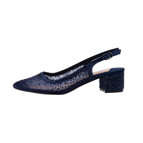 Ninety Union Lady Couture Demi Rhinestone Mesh Slingback, Navy, 6