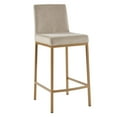 thumbnail image 1 of Contemporary Velvet & Metal 26" Counter Stool, Set of 2 - Beige & Aged Gold, 1 of 8