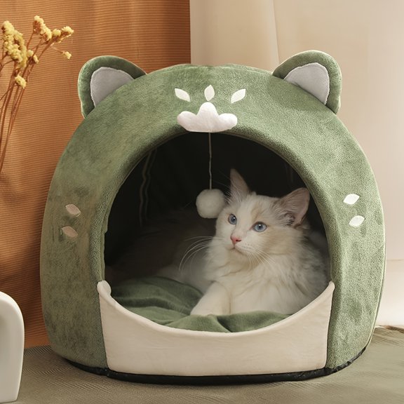 Scmkd Pet House, Cat Shaped Pet Nest With Cushion For Small Dogs & Cats, Warm Cat House