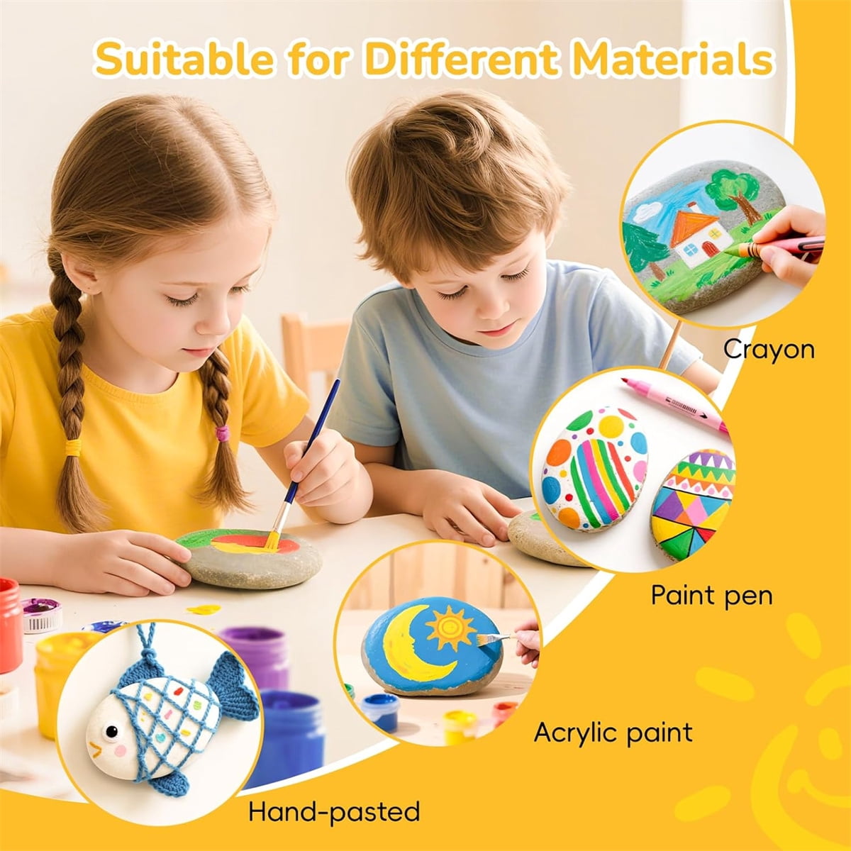10 Pcs River Rocks for Painting,Tutuviw 1.2"-2" Painting Rocks DIY Rocks Flat & Smooth Rocks to Paint,Natural Stones for Painting Arts Crafts Decoration,Cheap Crafts Rocks for Kids & Adults