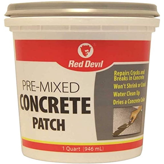 Red Devil 0644 Pre-Mixed Concrete Patch, 1 Quart, Pack of 1, Gray