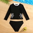 thumbnail image 2 of Two Piece Swimsuit for Girls Long Sleeve Rashguard Girls' Swimwear with Chest Pad Bathing Suit for Kids Girls 7-8 Years, 2 of 4