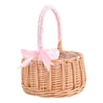 thumbnail image 3 of Wedding Bridal Natural Simulation Flower Basket Woven Home Decor Portable Willow Handle Girl Party, 3 of 5