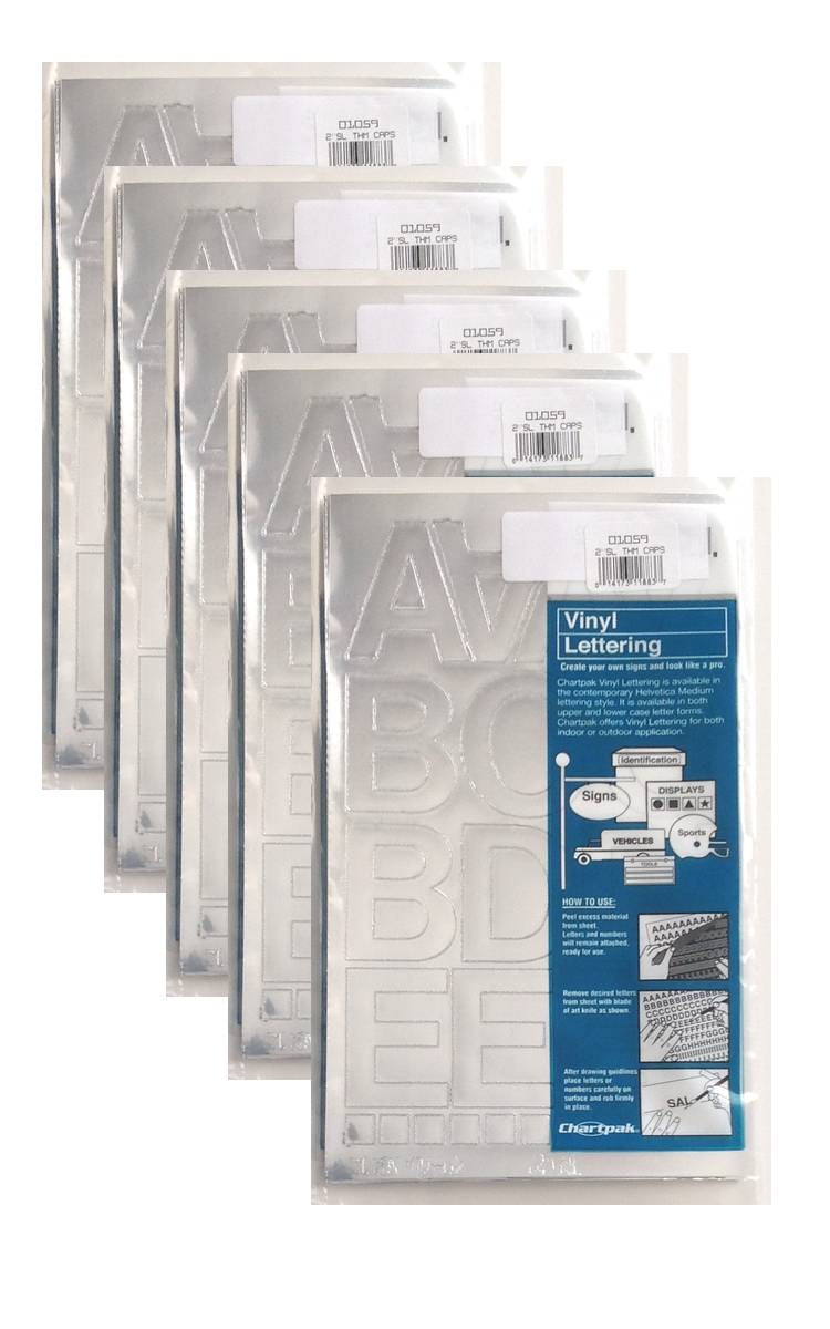 Chartpak Self-Adhesive Silver Stickers, 2-inch Stick-on Vinyl Letters ...