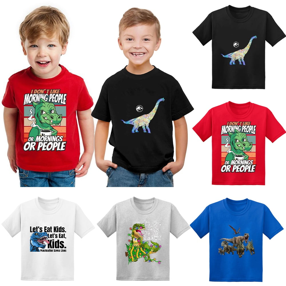 geni græsplæne Ugyldigt Cartoon Dinosaur Creative Scoop Neck T Shirts Boy Vintage T-Shirts for  Boy/Girl Print Short Sleeve - Walmart.com