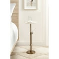thumbnail image 2 of Kate and Laurel Engles Traditional Adjustable-Height Pedestal Drink Table, 10 x 10 x 30, Natural Quartz and Antique Brass, Vintage Round Indoor Metal Plant Stand with Authentic Stone Tabletop, 2 of 10