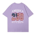 thumbnail image 5 of 250th Anniversary United States Flag Print T Shirt Loose Fit Short Sleeve Crewneck Top for Women Men 1776 2026 Semi Centennial Tee Purple 2XL, 5 of 5