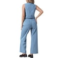 thumbnail image 3 of Conjunto de 2 piezas de chaleco de mezclilla y jeans de mujer INSPIRE CHIC, color azul claro L, 3 of 5