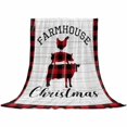 thumbnail image 2 of Farmhouse Christmas Throw Flannel Blanket 60x80In Pig Cock Cow Buffalo Plaid Super Soft Cozy Bed Blanket, Lightweight Plush Fuzzy Bed Throw for Bedroom Sofa Couch Living Room, 2 of 4