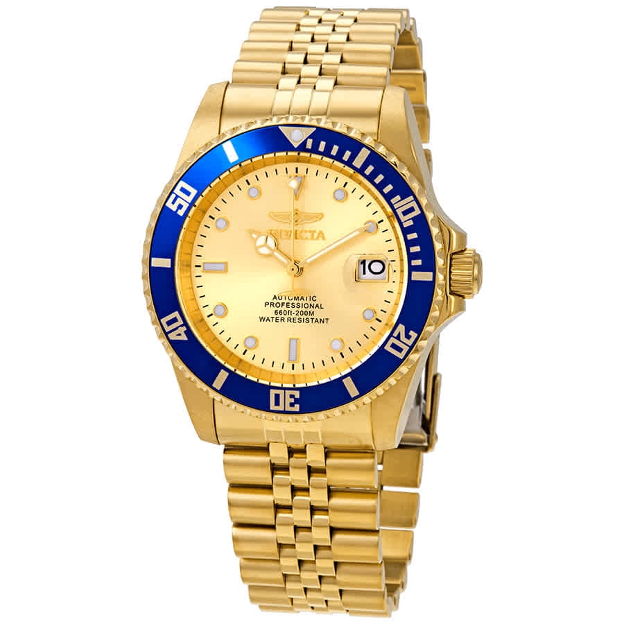 Invicta Men's 22228 Pro Diver Quartz Chronograph Blue Dial Yellow Gold  Steel Bracelet Watch - Walmart.com