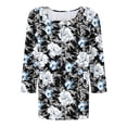 thumbnail image 5 of Summer up to 65% off kttectoa Loose Pleated Ornamental Button Tunic Tops Cute Summer Tops for Women Floral Print T Shirts Square Neck 3/4 Sleeve Blouse for Womens Loose Flowy Running Errands, 5 of 5