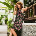 thumbnail image 2 of Naloa Rose Flowers Print Women's Summer Spring Casual Beach Sundress,Vacation Sleeveless Tank Crewneck Loose Dresses, 2 of 7
