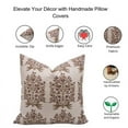 thumbnail image 4 of Fabdivine Block Print Throw Pillow Cover, 24x24 Inch Pure Linen Vintage Cushion Cover, Floral Print Boho Design Rust Pillow Cover for Sofa and Couch, 4 of 5