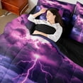 thumbnail image 4 of Homewish Boys Girls Purple Lightning Twin Bedding Sets 7-Piece,Abstract Gradient Bedding Comforter Set Microfiber,Natural Disaster Breathable Sheet Sets,Microfiber Bedroom Decor,Reversible, 4 of 8
