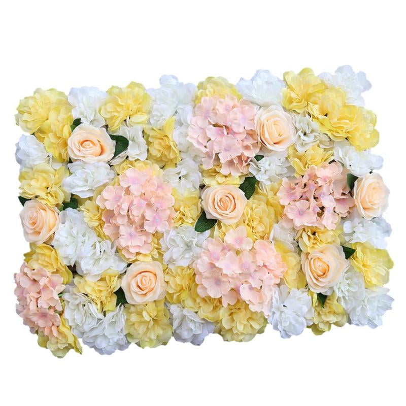 Artificial Silk Fake Rose Flower Wedding Stage Background Decor Light  Yellow 