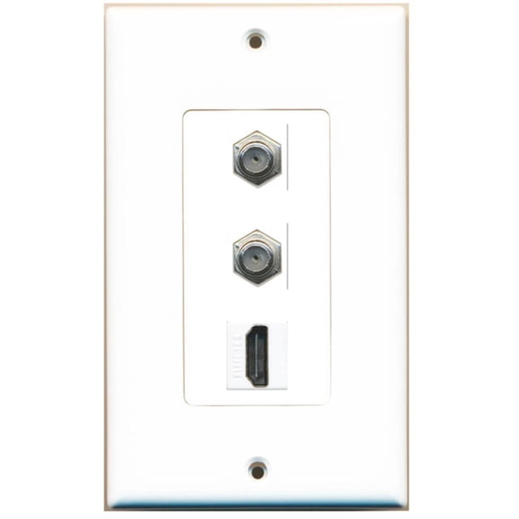 Ultra Spec Cables 2 Port Coax Cable TV HDMI Wall Plate DecorZ