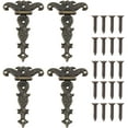 thumbnail image 1 of Bisagra retro de 4 piezas, bisagras decorativas de bronce retro con tornillos de montaje, adecuada para reparación de decoración de cajas de herramientas de muebles de gabinete 4.45 * 2.72 pulgadas, 1 of 7