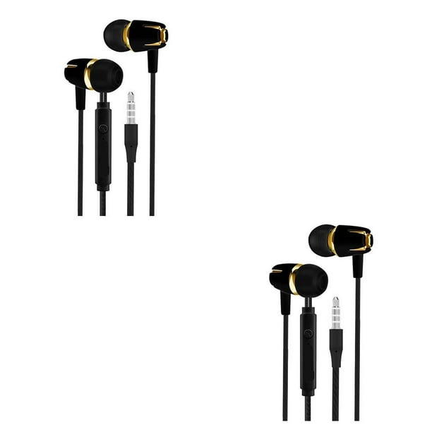 Seitruly Tablet Laptop Auricular con cable Portátil Jogging Camping Viajar en la oreja Auriculares Escuchar música 3.5mm Ejercicio Auriculares Oro negro 2piezas