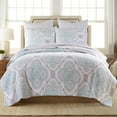 thumbnail image 2 of Levtex Home - Shutters Quilt Set - Twin Quilt + One Standard Pillow Sham - Medallion - Grey, Spa , and White - Quilt Size (68x86in.) and Pillow Sham Size (26x20in.) - Reversible - Cotton Fabric, 2 of 7