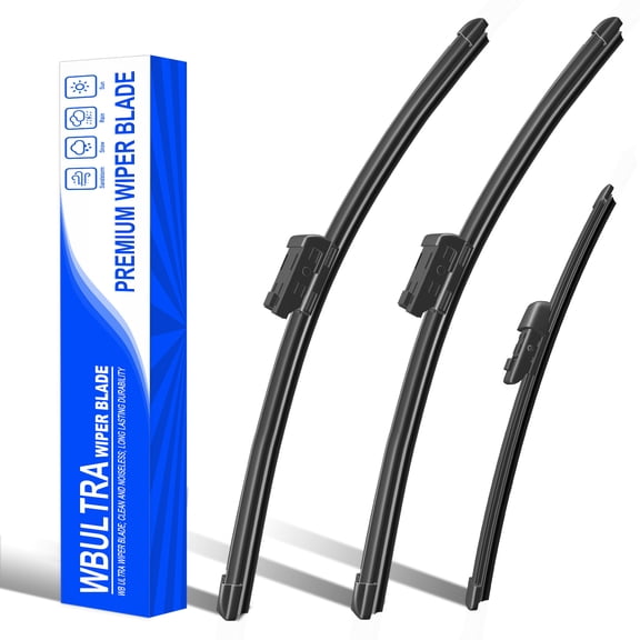 WBULTURE Silicone Beam Wiper Blades 3-Pack - Ultra-Quiet & Streak-Free, 25" 22" Front & 15" Rear for VW Tiguan 2018-2022