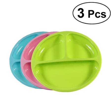 

3pcs Silicone Divided Toddler Plates Easy to Clean Dishwasher and Microwave Safe Great for Baby or Older Kids (Random Color)