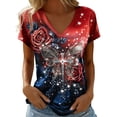 thumbnail image 2 of Independence Days Womens Graphic T Shirts Sequin Tees 250th Anniversary USA Shirt Short Sleeve V Neck Black Top M, 2 of 4