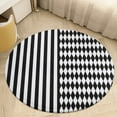 thumbnail image 6 of Black And White Harlequin Diamonds And Stripes Round Carpet Circle Rug Outdoor Patio Area Rug Washable Large Area Rugs Hallway Room Decor Fitness Mats, 6 of 8