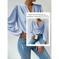 thumbnail image 6 of STARVNC Women Draped Neck Long Sleeve Chiffon Blouse, 6 of 7