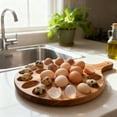 thumbnail image 6 of Wood Deviled Egg Platter With Handle, Round Deviled Egg Holder Tray For Deviled Eggs, Charcuterie Board Easter Deviled Egg Carrier For Kitchen Party Serving, 6 of 6