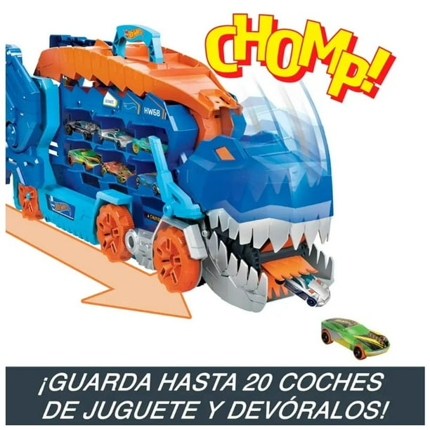 Pista de juguete Hot Wheels City Súper Remolque de T-Rex Bodega