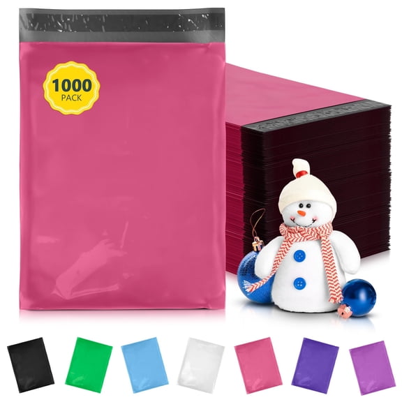 Hot Pink Poly Mailers, 2 Mil Waterproof Self Seal, 1000 Count, 10 x 13 in