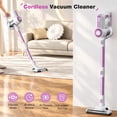 thumbnail image 4 of MOOSOO Stick Vacuum Cleaner, 6-in-1 Lightweight Cordless Vacuum for Hard Floor Carpet Pet Hair, L12 Pink, 4 of 9