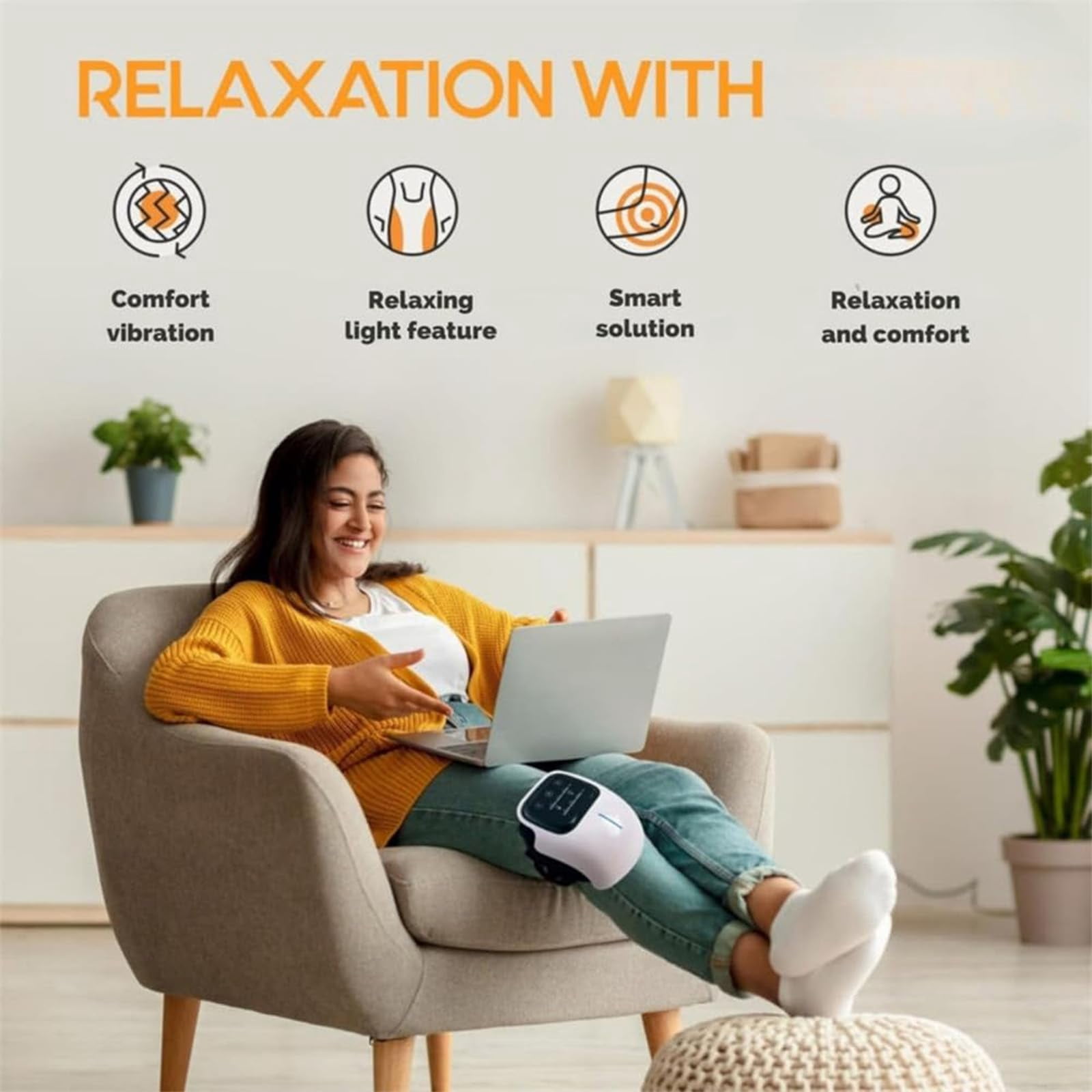 Upyogaa Knee Massager, 3-in-1 Knee Massager, Deep Heating, Light and Vibration Massage, Knees Massagers with Heat and Red Light, Relax Your Knees