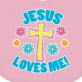 thumbnail image 4 of Inktastic Easter Jesus Loves Me with Cross and Flowers Boys or Girls Baby Bib, 4 of 4