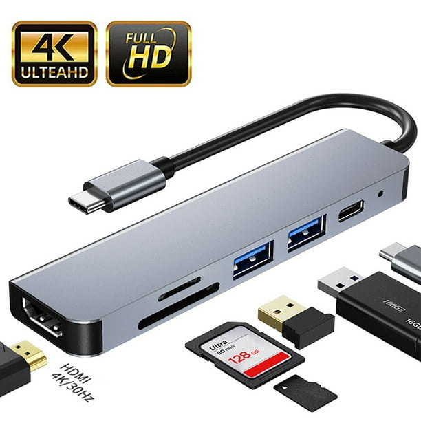 Hub Usb C, adaptateur USB C compact 12 en 1 avec 4k Hdmi, Vga 1080p, 2 Usb  3.0, lecteur de carte Sd / micro Sd, 2 ports Usb-c, compatible pour Macbook  Pro et Ot