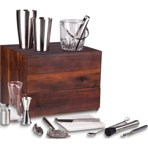 Fashion Madison Cherry Finish Fully-Equipped Tabletop Bar With Accessories (14 X 10.5) Made In China gm15640