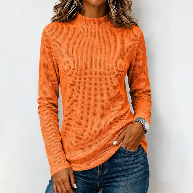 Resicozy Women's Mock Turtleneck Shirt Long Sleeve Lightweight Fall ...
