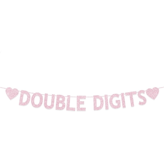 10th Birthday Party Decorations for Girls, Rose Gold Glitter Double Digits Banner, Hippie Boho Themed 10 Years Old Birthday Party Supplies
