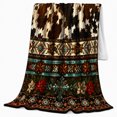 thumbnail image 2 of Autumn Halloween Cowhide Print, Festive Halloween Scene, Warm Flannel Blanket for Ranch House and Living Room with Detailed Artwork, Art Lovers Christmas Gift, Festive Home Decor, 2 of 9