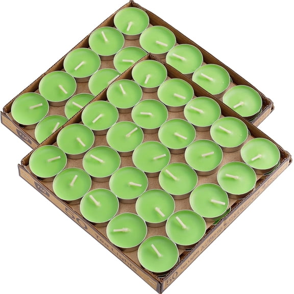 100 Pack Tea Lights - Smokeless, Unscented, Dripless & Long Lasting Mini Tealight Candles for Home, Weddings, Party Decoration (Green)