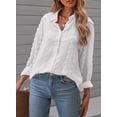 thumbnail image 7 of Asyoly Women Chiffon Blouse Swiss Dot Long Sleeve Button Down Casual Shirt Tops, 7 of 7