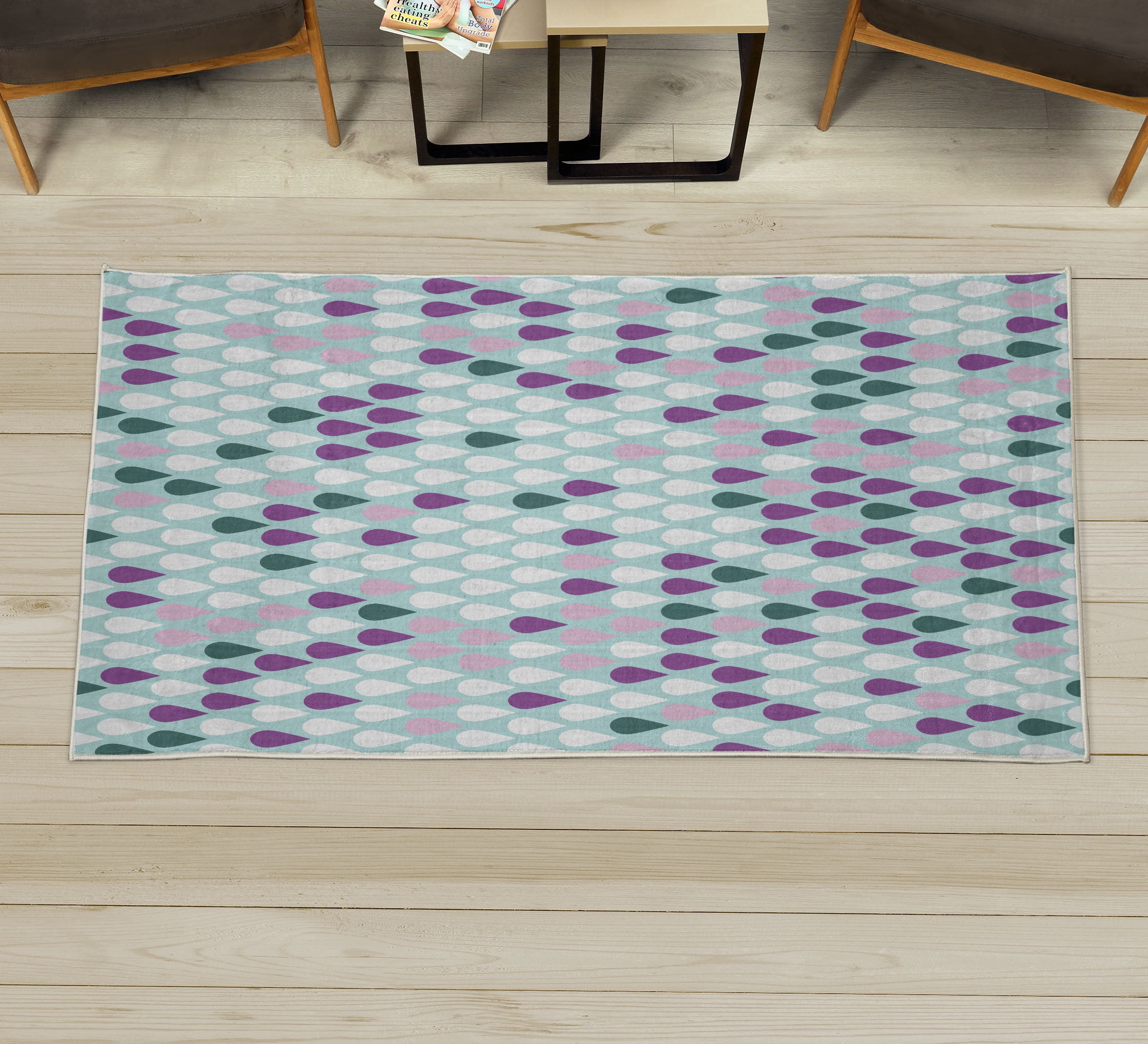 Nature Decorative Rug, Repeated Minimalist Rain Drops Splashes Tears of ...